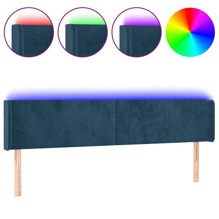 sengegavl med LED-lys 163x16x78/88 cm fløjl mørkeblå