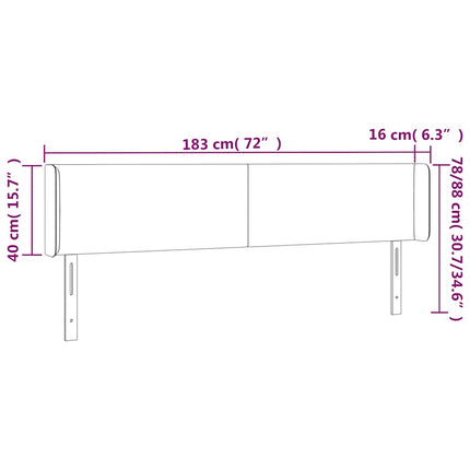 sengegavl med LED-lys 183x16x78/88 cm fløjl mørkegrøn