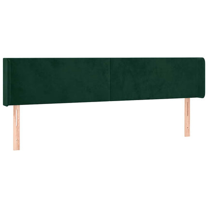 sengegavl med LED-lys 203x16x78/88 cm fløjl mørkegrøn