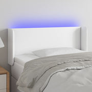 sengegavl med LED-lys 83x16x78/88 cm kunstlæder hvid