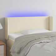 sengegavl med LED-lys 83x16x78/88 cm kunstlæder cremefarvet