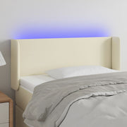 sengegavl med LED-lys 103x16x78/88 cm kunstlæder cremefarvet