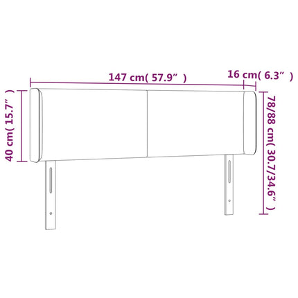 sengegavl med LED-lys 147x16x78/88 cm kunstlæder sort