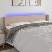 sengegavl med LED-lys 183x16x78/88cm kunstlæder cappuccino