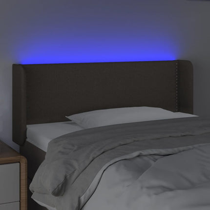 sengegavl med LED-lys 93x16x78/88 cm stof gråbrun