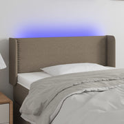 sengegavl med LED-lys 93x16x78/88 cm stof gråbrun