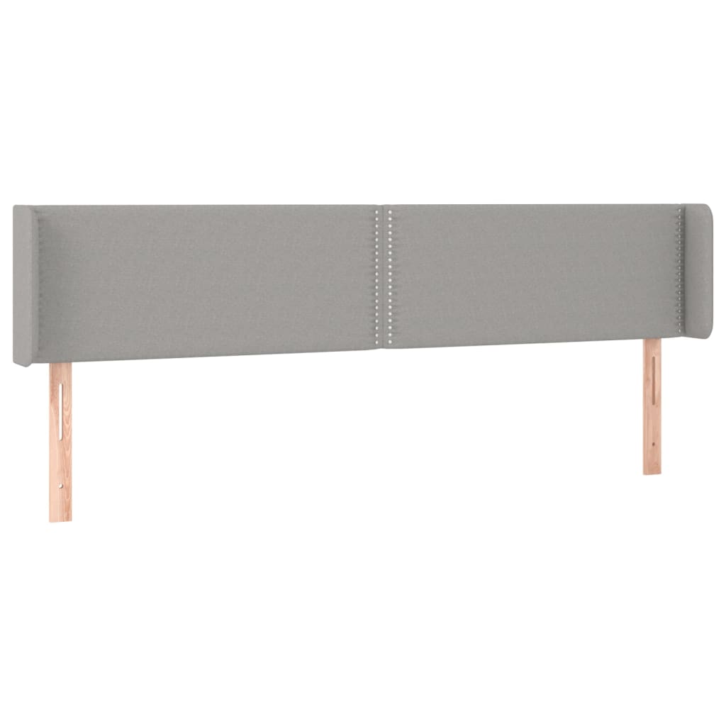 sengegavl med LED-lys 203x16x78/88 cm stof lysegrå