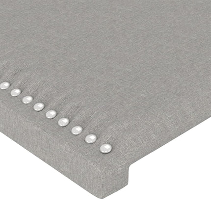 sengegavl med LED-lys 203x16x78/88 cm stof lysegrå
