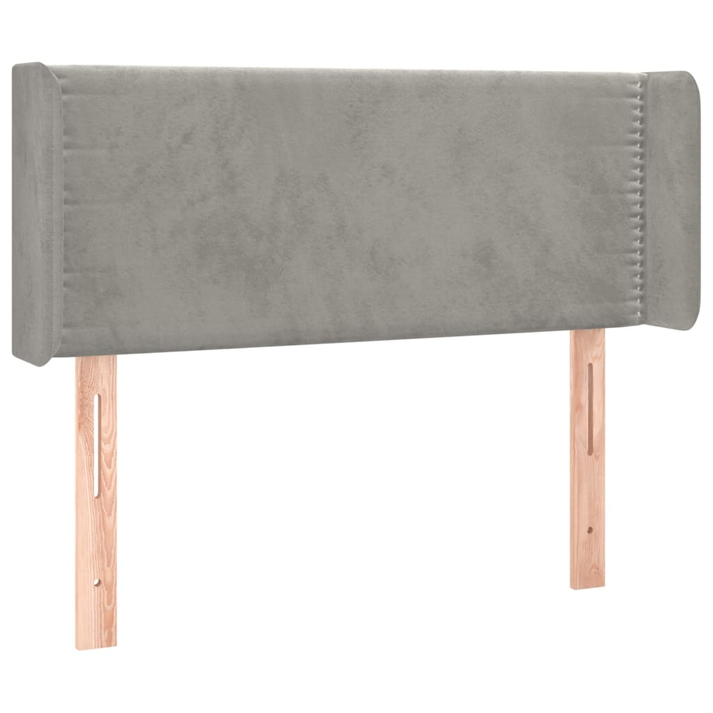 sengegavl med LED-lys 103x16x78/88 cm fløjl lysegrå
