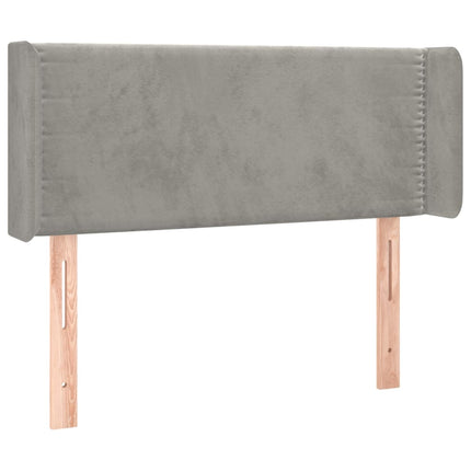 sengegavl med LED-lys 103x16x78/88 cm fløjl lysegrå