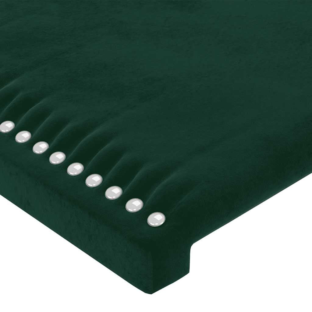sengegavl med LED-lys 103x16x78/88 cm fløjl mørkegrøn