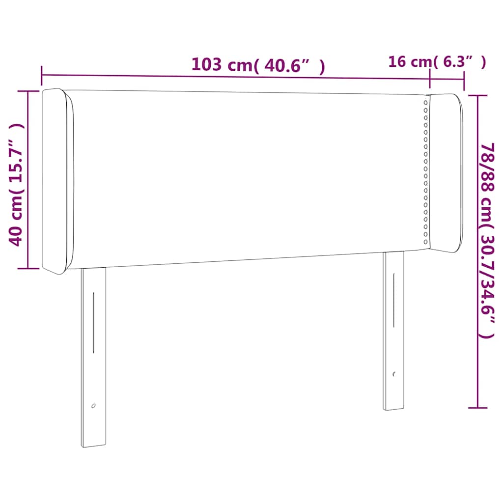 sengegavl med LED-lys 103x16x78/88 cm fløjl mørkegrøn