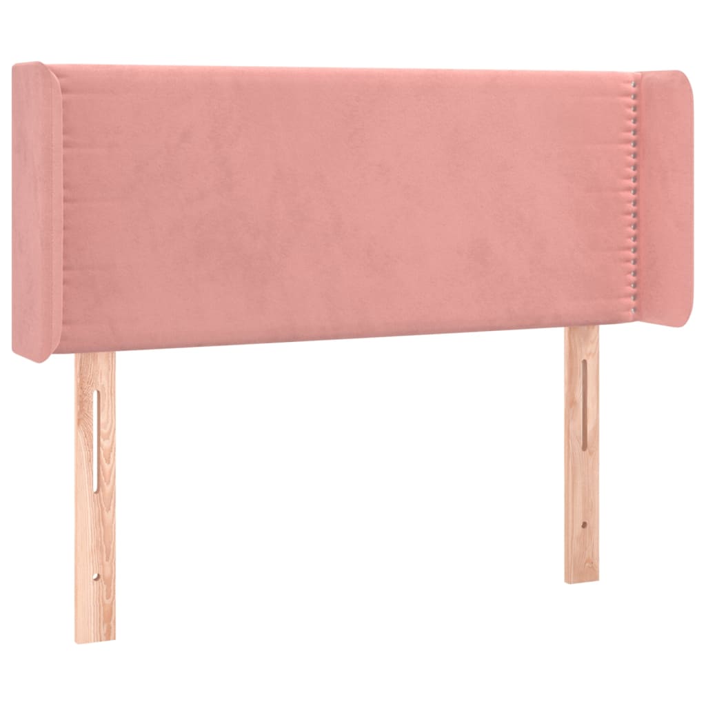 sengegavl med LED-lys 103x16x78/88 cm fløjl lyserød