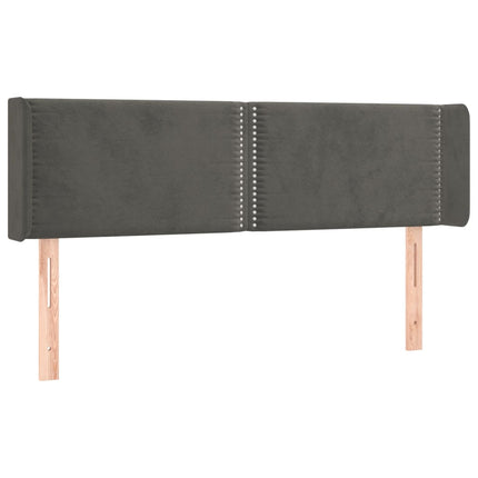 sengegavl med LED-lys 147x16x78/88 cm fløjl mørkegrå