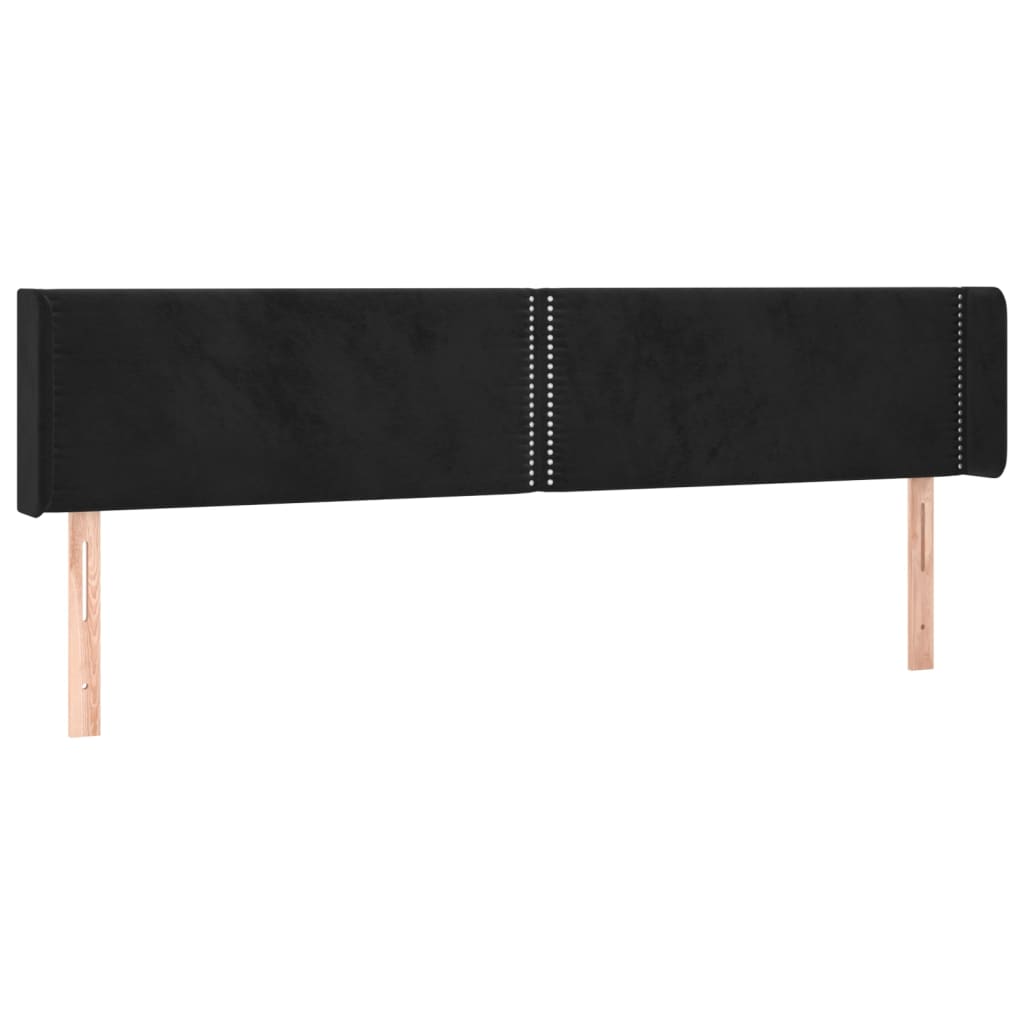sengegavl med LED-lys 163x16x78/88 cm fløjl sort