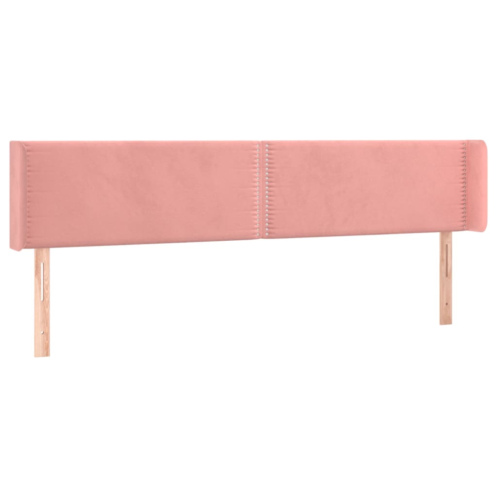 sengegavl med LED-lys 163x16x78/88 cm fløjl lyserød