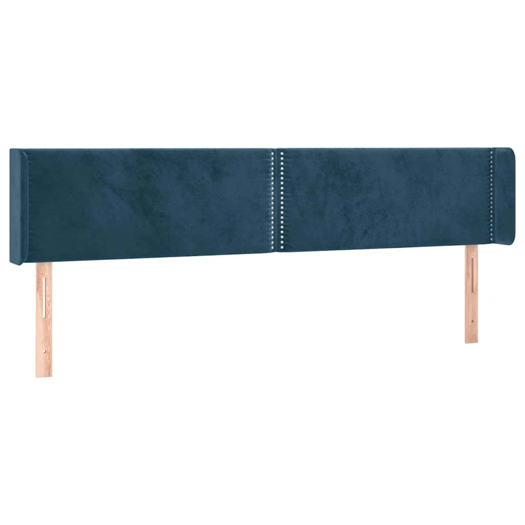 sengegavl med LED-lys 183x16x78/88 cm fløjl mørkeblå