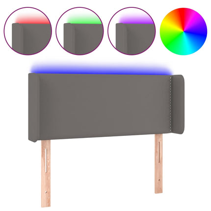 sengegavl med LED-lys 103x16x78/88 cm kunstlæder grå