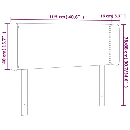 sengegavl med LED-lys 103x16x78/88 cm kunstlæder grå