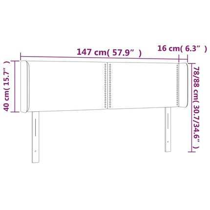 sengegavl med LED-lys 147x16x78/88 cm kunstlæder sort