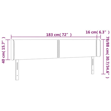 sengegavl med LED-lys 183x16x78/88 cm kunstlæder sort