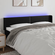 sengegavl med LED-lys 203x16x78/88 cm kunstlæder sort