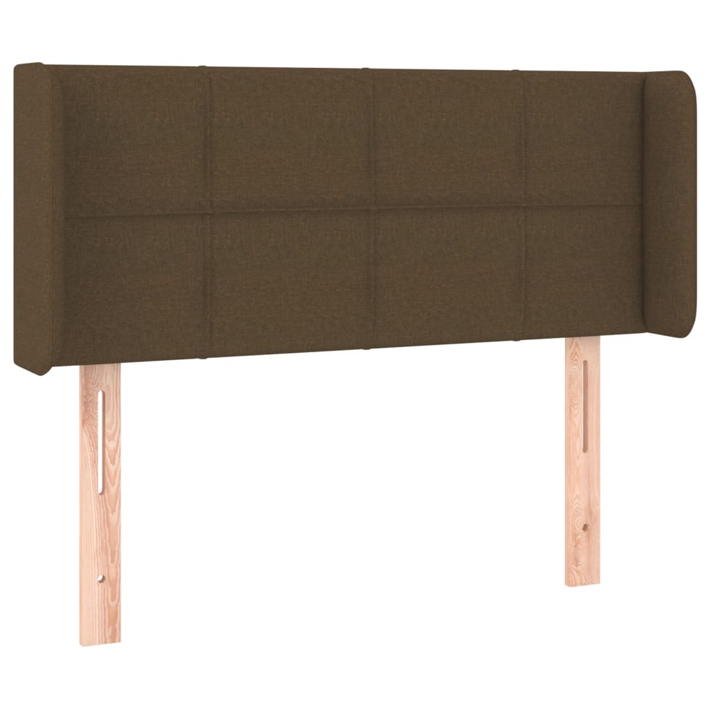 sengegavl med LED-lys 83x16x78/88 cm stof mørkebrun