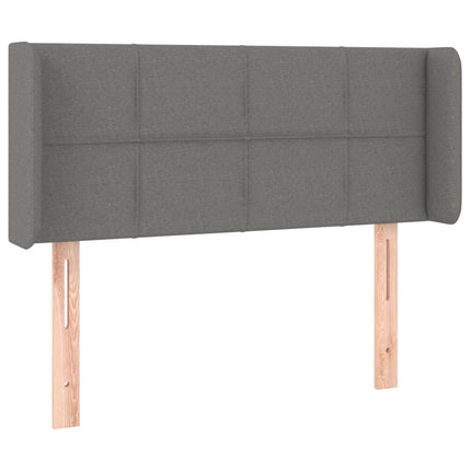 sengegavl med LED-lys 93x16x78/88 cm stof mørkegrå