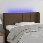 sengegavl med LED-lys 93x16x78/88 cm stof mørkebrun