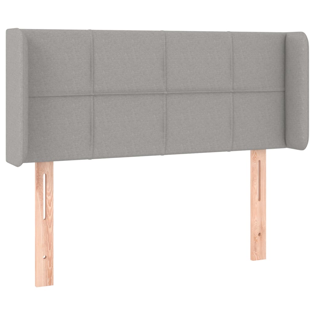 sengegavl med LED-lys 103x16x78/88 cm stof lysegrå