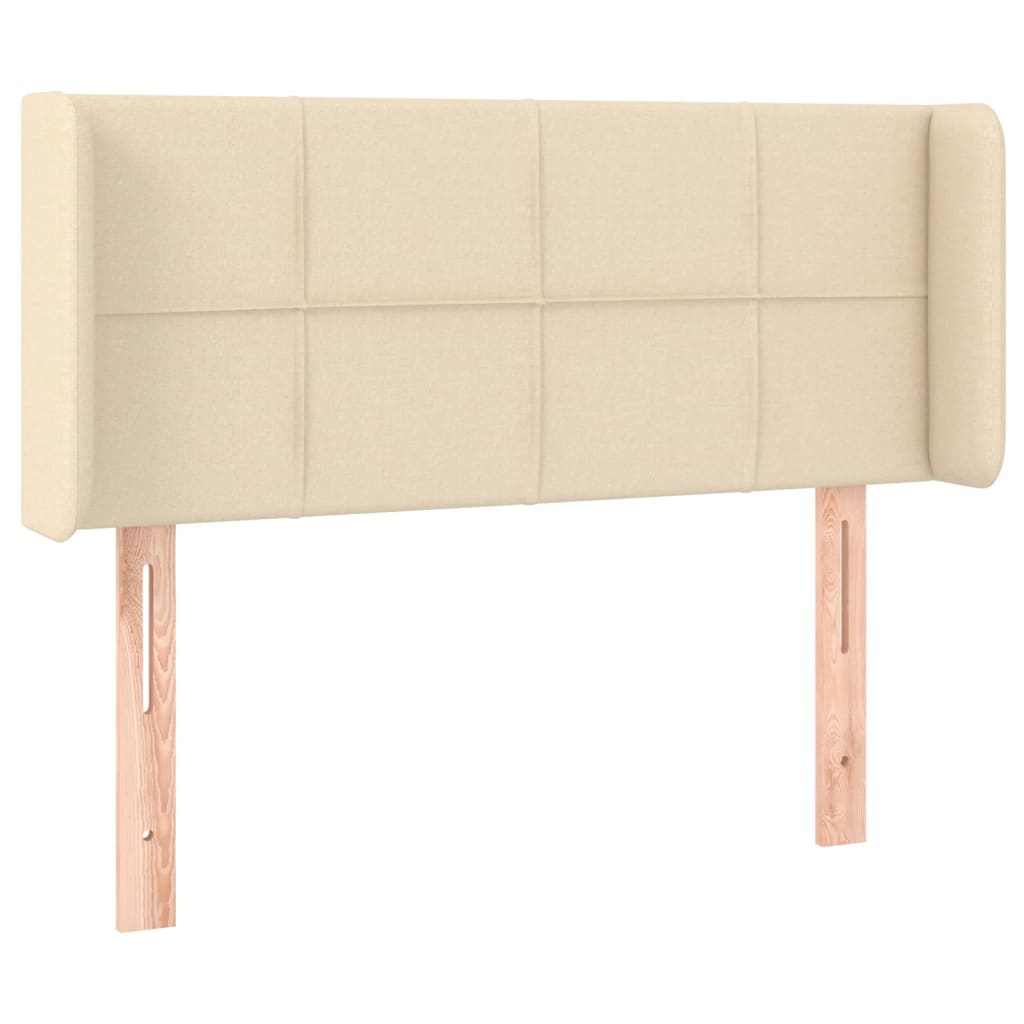 sengegavl med LED-lys 103x16x78/88 cm stof cremefarvet