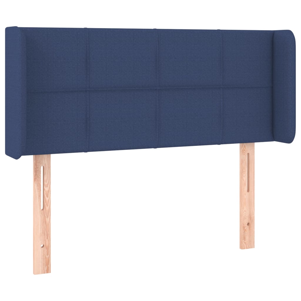 sengegavl med LED-lys 103x16x78/88 cm stof blå