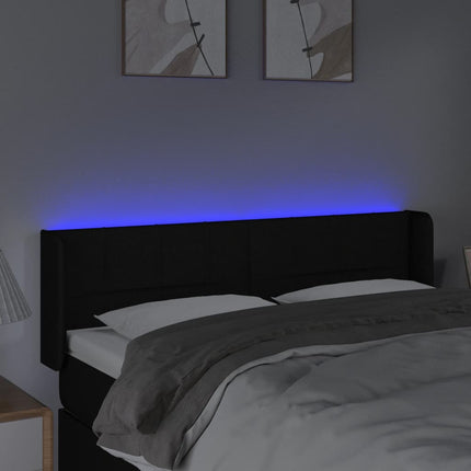sengegavl med LED-lys 147x16x78/88 cm stof sort