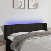 sengegavl med LED-lys 147x16x78/88 cm stof sort
