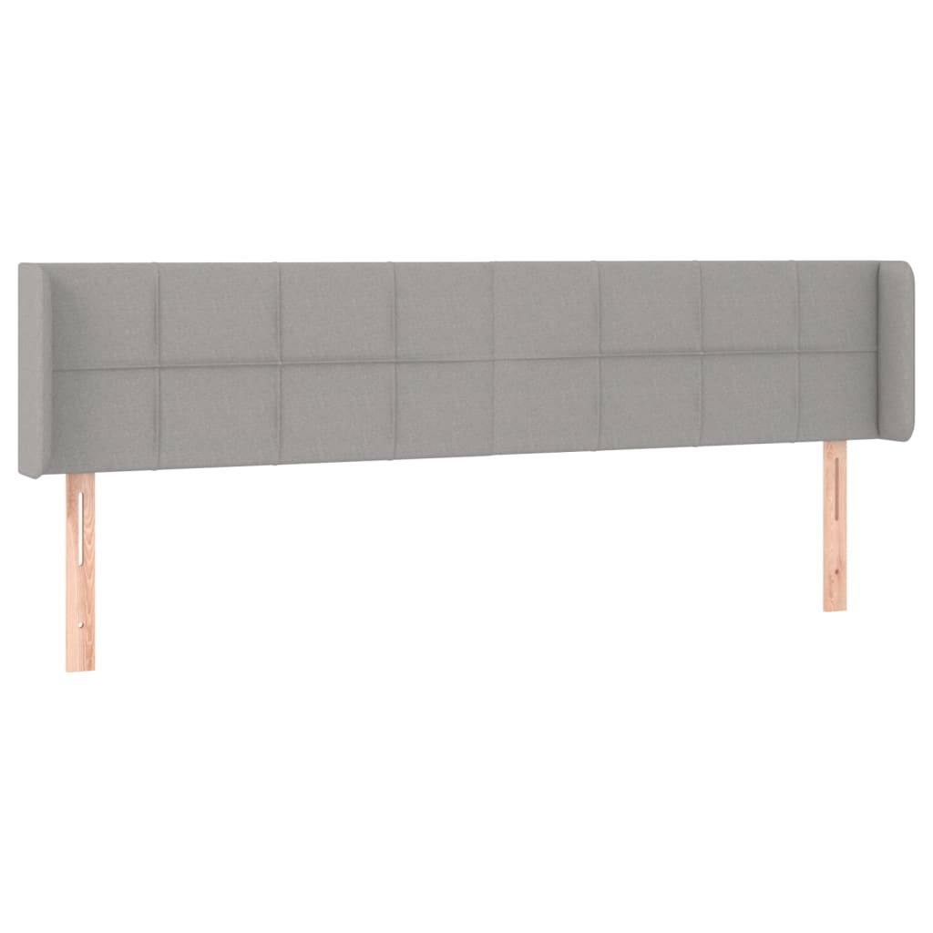 sengegavl med LED-lys 183x16x78/88 cm stof lysegrå