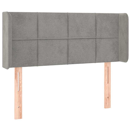 sengegavl med LED-lys 83x16x78/88 cm fløjl lysegrå