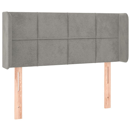sengegavl med LED-lys 83x16x78/88 cm fløjl lysegrå