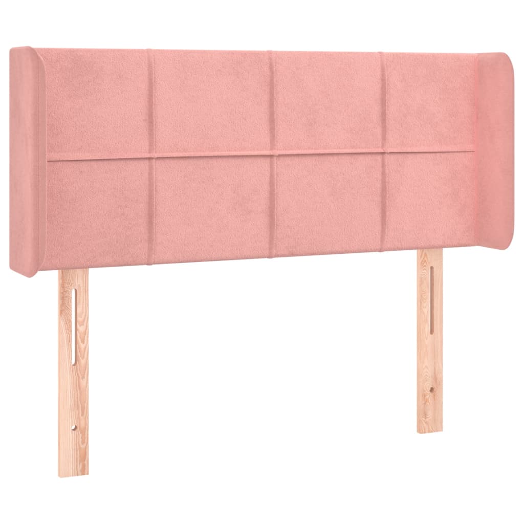 sengegavl med LED-lys 83x16x78/88 cm fløjl lyserød