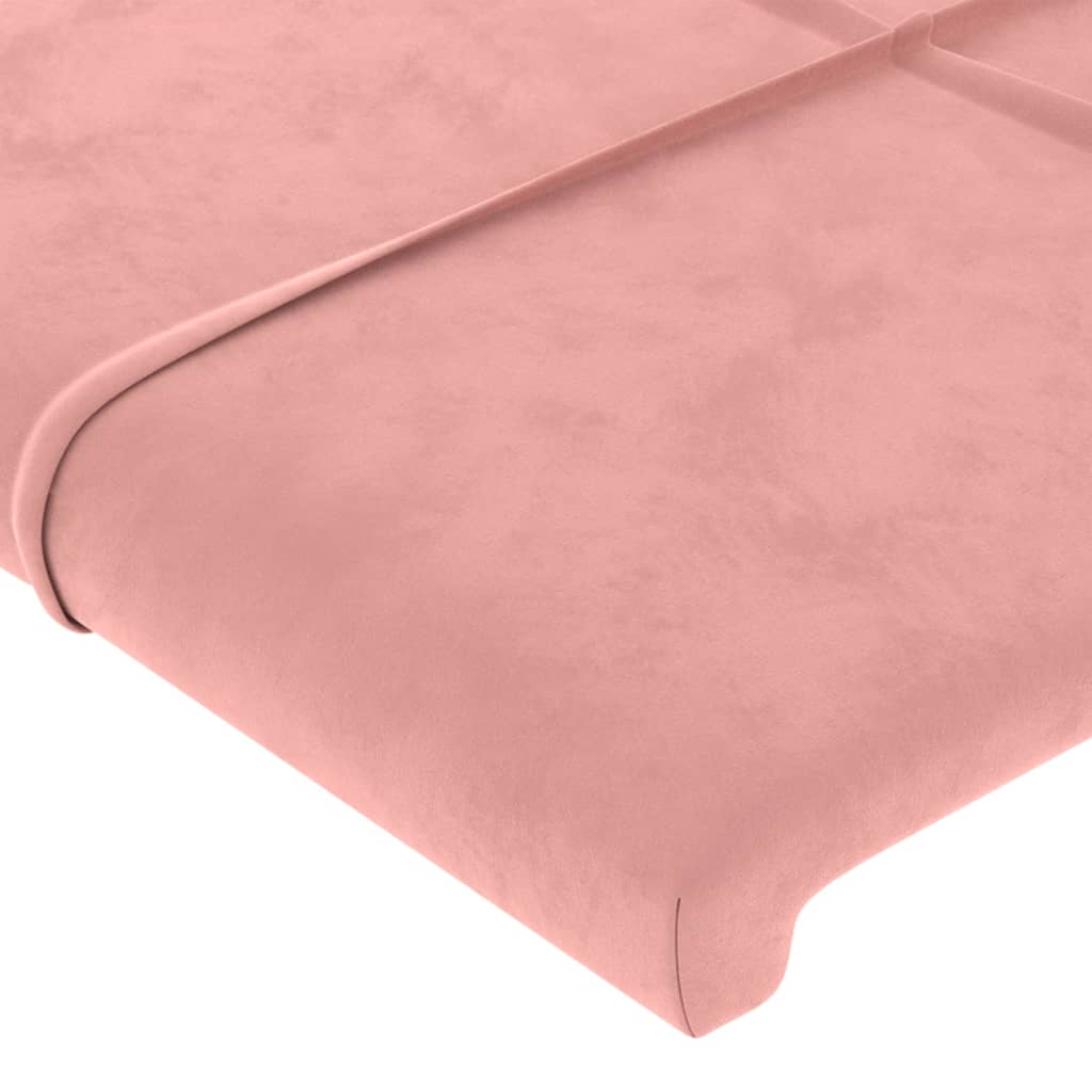 sengegavl med LED-lys 83x16x78/88 cm fløjl lyserød