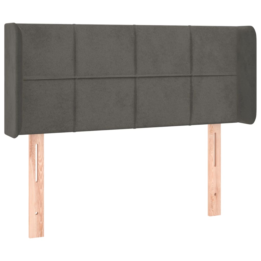 sengegavl med LED-lys 93x16x78/88 cm fløjl mørkegrå