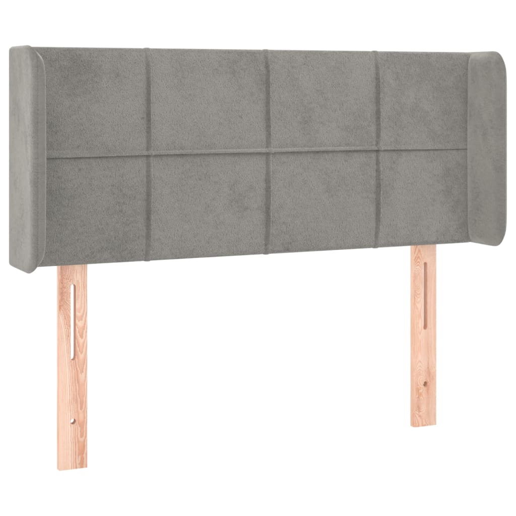 sengegavl med LED-lys 103x16x78/88 cm fløjl lysegrå