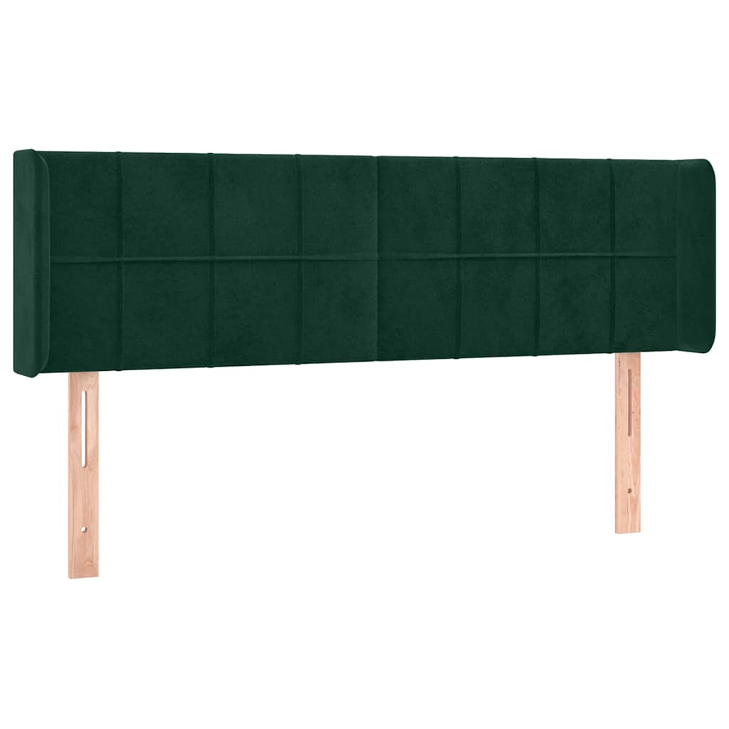 sengegavl med LED-lys 147x16x78/88 cm fløjl mørkegrøn