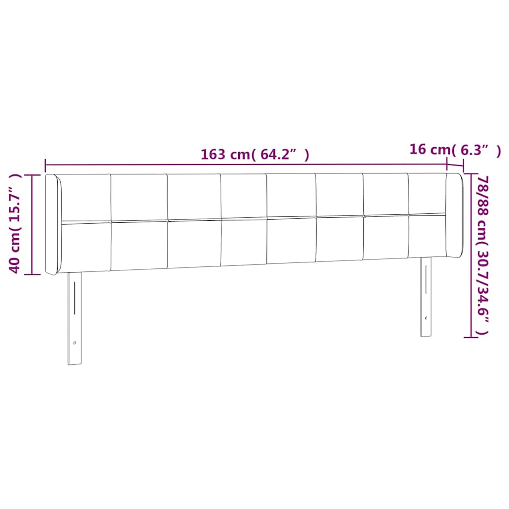 sengegavl med LED-lys 163x16x78/88 cm fløjl mørkegrøn