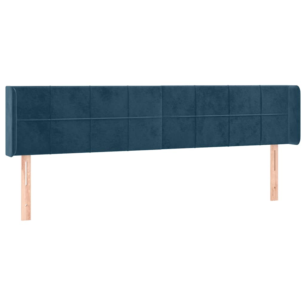 sengegavl med LED-lys 163x16x78/88 cm fløjl mørkeblå