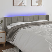 sengegavl med LED-lys 183x16x78/88 cm fløjl lysegrå
