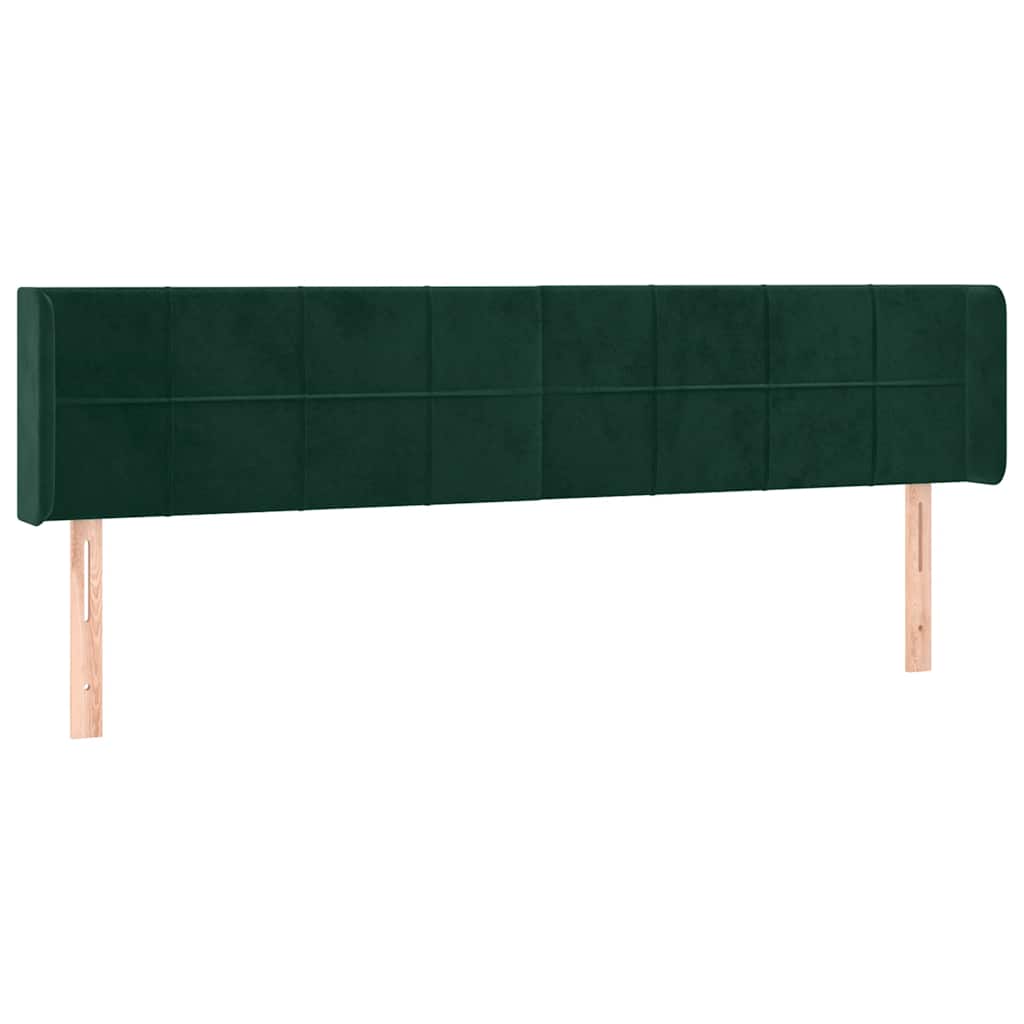 sengegavl med LED-lys 183x16x78/88 cm fløjl mørkegrøn
