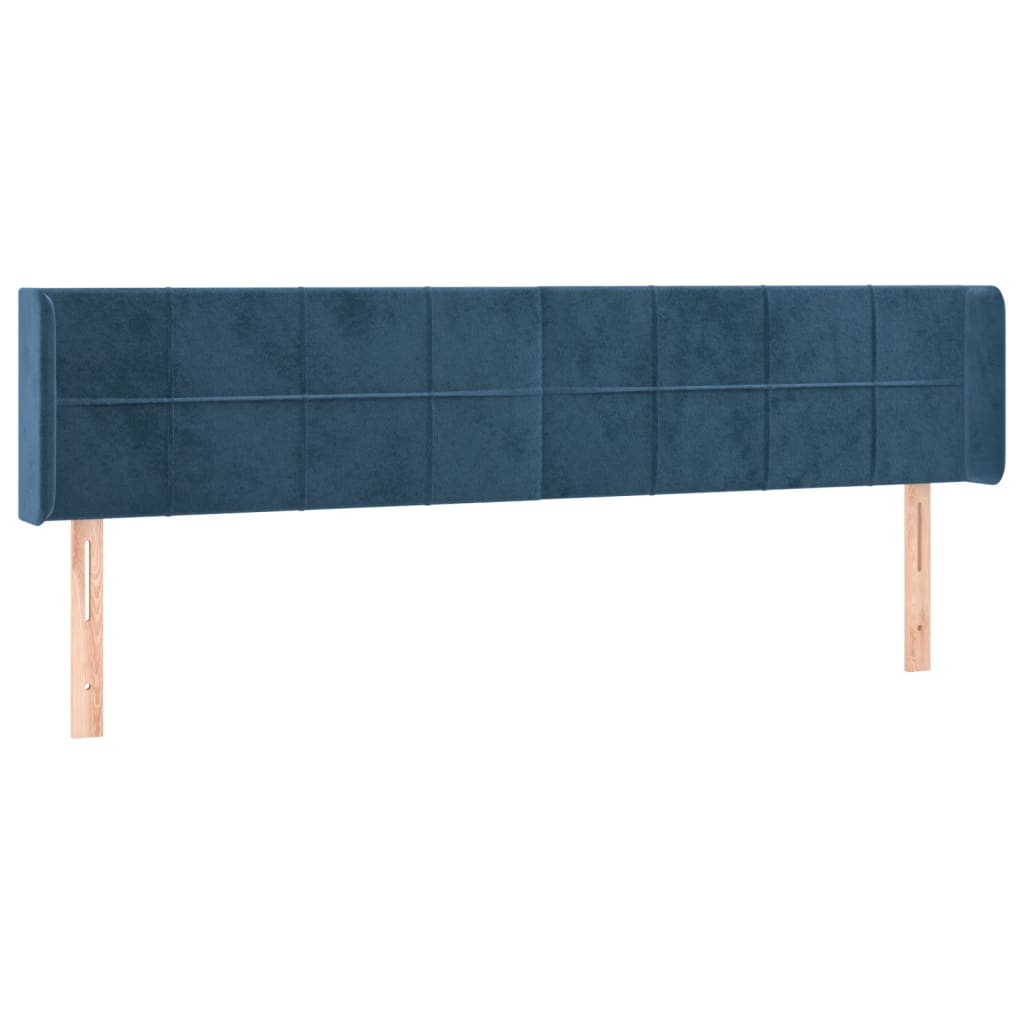 sengegavl med LED-lys 183x16x78/88 cm fløjl mørkeblå