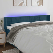 sengegavl med LED-lys 183x16x78/88 cm fløjl mørkeblå
