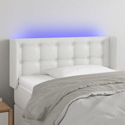 sengegavl med LED-lys 83x16x78/88 cm kunstlæder hvid