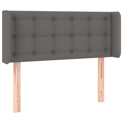 sengegavl med LED-lys 83x16x78/88 cm kunstlæder grå